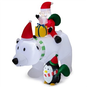 NAYSAYE Inflatable Holiday Decoration Santa Riding Polar Bear for Christmas Yard Party Porch Display, Multicolor, 90"*27.6"*84" - 1 of 4