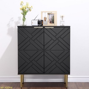 29" Buffet Cabinet with Gold Metal Legs & 2 Doors - Coffee Bar Storage for Kitchen or Dining Room - 1 of 4