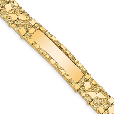 Black Bow Jewelry Men's 14k Yellow Gold 12mm Nugget I.D. Bracelet - 7 Inch