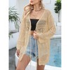 Women Crochet Cardigan Tie Front Long Sleeve Lightweight Cover Up Oversized Hollow Out Summer Cardigans - 2 of 4