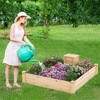Tangkula Raised Fir Wood Garden Bed 49" x 49" x 10" Open Base Garden Bed w/ Composting Bin - 3 of 4