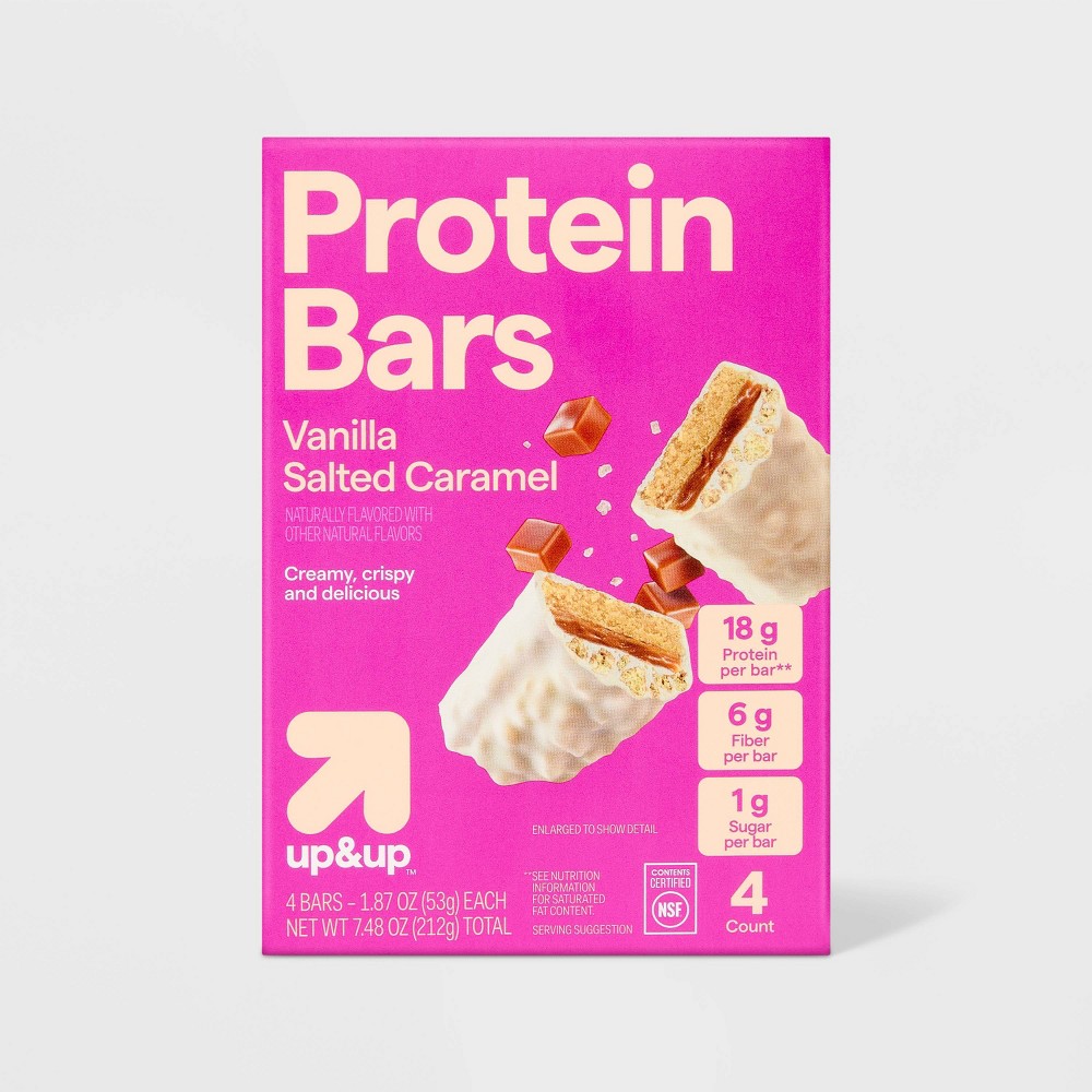 Protein Bars - Vanilla Salted Caramel - 4ct - up&up™: 0.72oz, 18g Protein Per Serving, Chewy, Ready to Eat