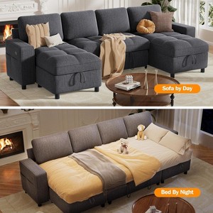 Dyonery 108" 4 Seat Modular Sectional Sofa with USB Ports/Adjustable Backrest/2 Storage Seats - 1 of 4