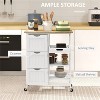 LunaLulinlk Rolling Kitchen Island Cart, Bar Serving Cart with Drawers, White - 4 of 4