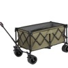 VisioGear Foldable Extended Wagon with 220lbs Weight Capacity, 300L Folding Utility Garden Cart with Drink Holders, Army Green, 42.91"*20.87"*32.68" - 2 of 4