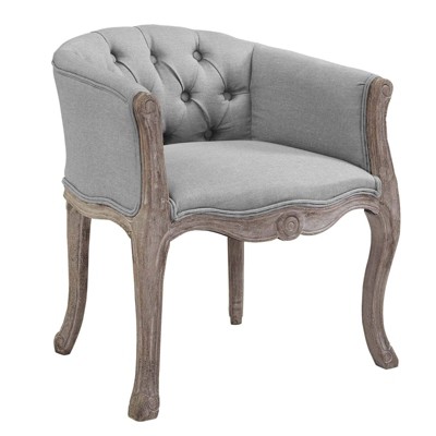 Crown Vintage French Upholstered Fabric Dining Armchair Light Gray - Modway