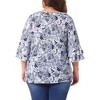Agnes Orinda Women's Plus Size Floral Print V Neck Tiered Ruffle 3/4 Sleeve Casual Blouse - 4 of 4