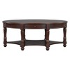 CAVINAS Retro Wooden Side Table Round Coffee Table with Storage and Sliding Door, End Table for Living Room, Bedroom - 3 of 4