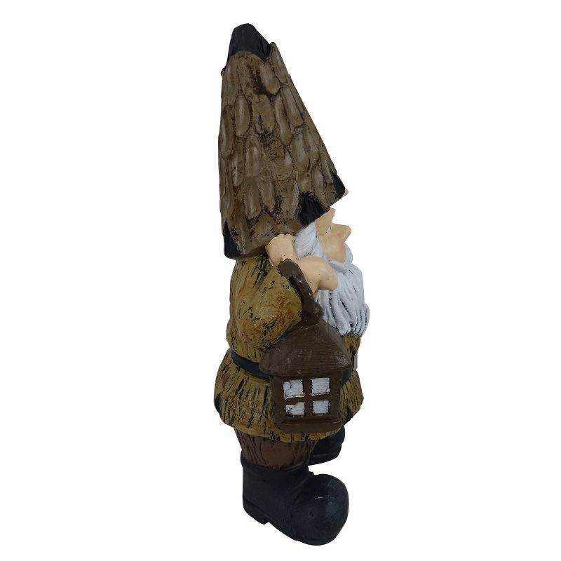 16&#34; Magnesium Oxide Indoor/Outdoor Garden Gnome with Lantern Statue Brown - Alpine Corporation, 5 of 6