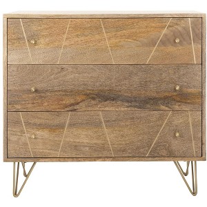 Marigold 3 Drawer Chest - CHS9001 - Natural/Brass - Safavieh - 1 of 4