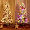 Homhougo 7.5ft Snow Flocked Artificial Christmas Tree with Metal Stand, Slim Hinged Tree for Living Room or Party Decor - 2 of 4
