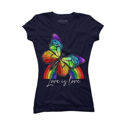 Adult Design By Humans Love is Love Butterfly Rainbow Pride By SummerFunnyT-Shirt