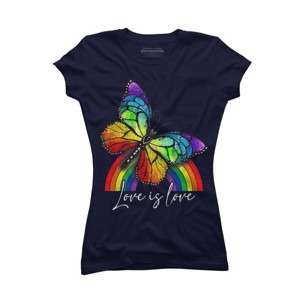 Adult Design By Humans Love is Love Butterfly Rainbow Pride By SummerFunnyT-Shirt - 1 of 2