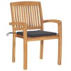 vidaXL 6X Solid Teak Wood Stacking Patio Chairs with Anthracite Cushions – Indoor/Outdoor Garden Dining Furniture - 3 of 4