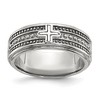 Chisel Stainless Steel Polished Cross 7.7mm Grooved and Beaded Band Ring - 2 of 4