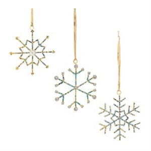 Snowflake Ornament (Set of 12) 3.5"H Iron/Glass Beads - 1 of 4