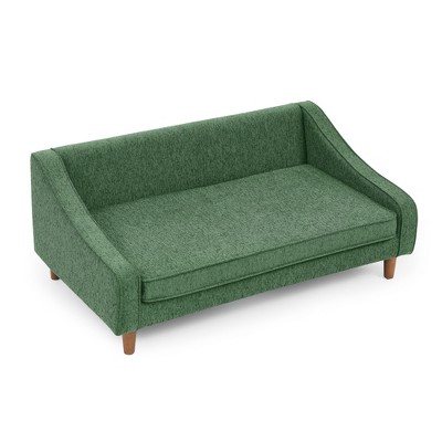 Bencmate Pet Beds Elevated Dog Sofa with Irregular Armrests Linen Fabric Fit Small Animal for Living Room Bedroom, Green, 38.5"*22.5"*13.5"
