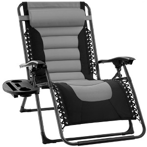 Best Choice Products Oversized Padded Zero Gravity Chair, Folding Outdoor Patio Recliner w/ Side Tray - 1 of 4