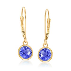 Ross-Simons 1.50 ct. t.w. Tanzanite Drop Earrings in 14kt Yellow Gold - 1 of 3