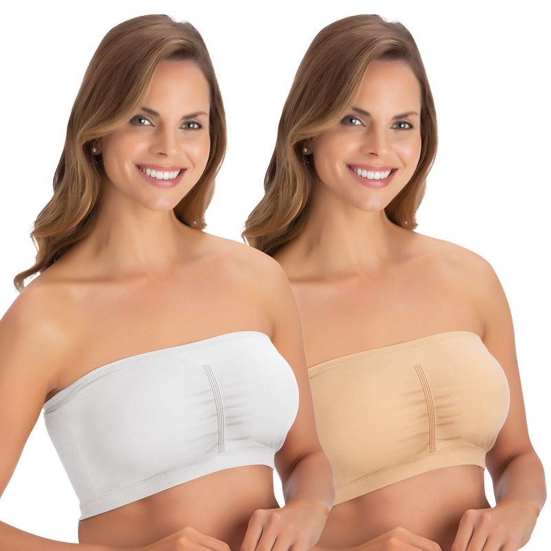Collections Etc 2-pack Seamless Bandeau Bras W, 2 of 6