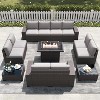 LayinSun 13 Pieces Outdoor Patio Furniture Set with 44" Fire Pit Table Rattan Sectional Sofa Conversation Sets - 2 of 4