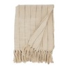 50"x60" Rugged Elegance Striped Fringe Throw Blanket Natural - Saro Lifestyle: Cozy Cotton, Machine Washable - 3 of 4