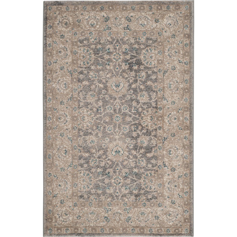  Floral Loomed Accent Rug Light Gray/Beige