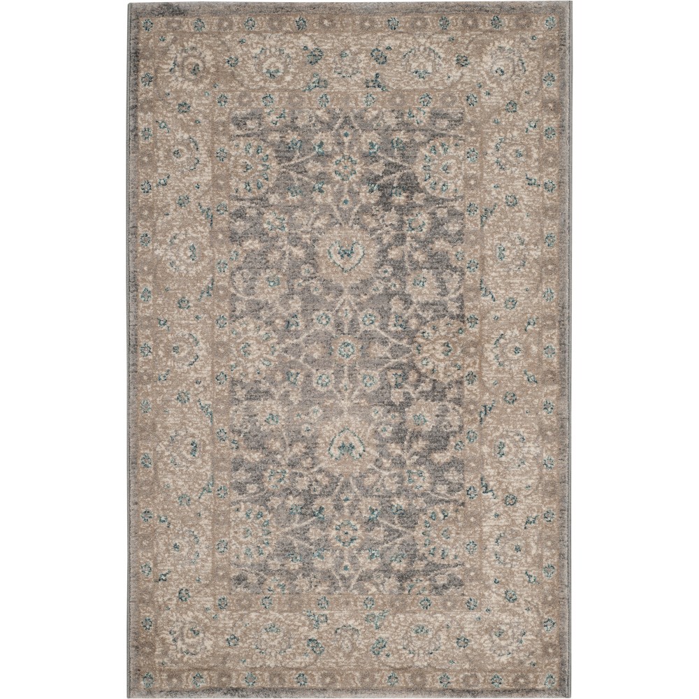 2'6inx4' Floral Loomed Accent Rug Light Gray/Beige - Safavieh