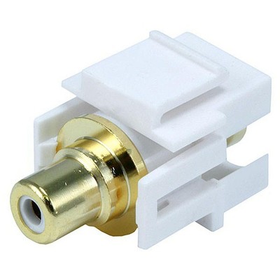 Monoprice Modular RCA Coupler Keystone Jack - White With White Center, Flush Type