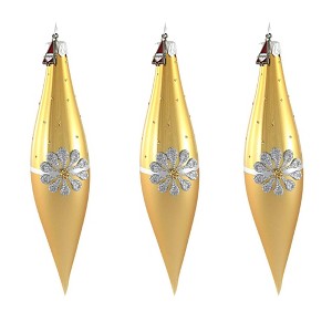 Santa Land 5.5 Inch Vintage Gold Daisy Drops Ornaments Box Set Retro Tree Ornaments - 1 of 4