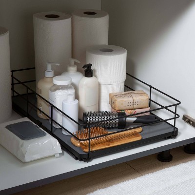 Organize It All 13.8"x20" Slide Out Shelf Organizer: Steel Kitchen Cabinet Storage, Black, 4.5" Height, 16.16 lbs — фото 6