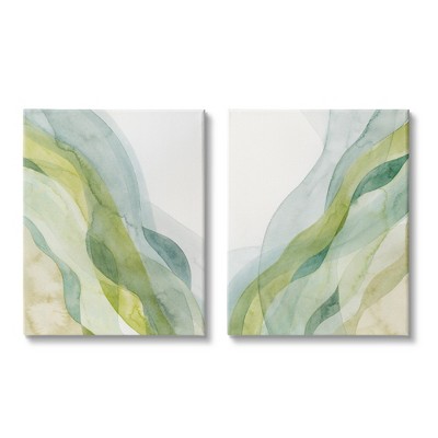 Stupell Industries Abstract Green Waves 2 Piece Canvas Wall Art Set