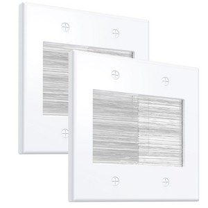 Fosmon 2 Pack 2 Gang Brush Wall Plate Wire Hider, Wall Cable Pass Through Wall Plate for In Wall Cable Management, Cable Wall Plate for TV Ethernet - 1 of 4