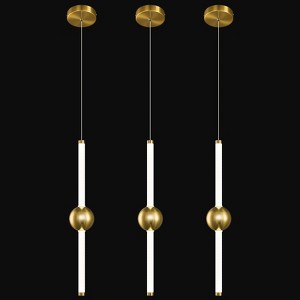 POWLIG 3.93 Inch Modern LED Pendant Light with Dimmable & Height Adjustable Gold Ceiling Fixture - 3 Pack - 1 of 4