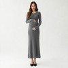 Anna-Kaci Women’s Ribbed Knit Maternity Maxi Dress with Long Sleeves Soft Stretch Fabric and Flattering Button Front Detail - 2 of 4