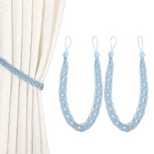 Unique Bargains Braided Polyester Elegant Design Durable Curtain Tiebacks Lake Blue 2 Pcs - 1 of 4