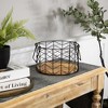 Northlight Round Iron Nesting Baskets with Natural Wood Base - 14" - Set of 3 - 3 of 4