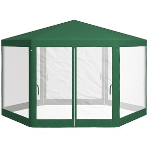 Aghana Digitals Green Hexagon Outdoor Canopy Tent: 13'x11' Sun Shade Shelter with Mesh Sidewalls, - 1 of 4