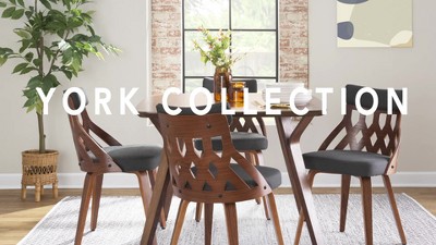 Set of 2 Walnut Wood and Light Gray Faux Leather Side Chairs