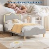 Full/ Twin/ Queen Velvet Upholstered Platform Bed frame with Adjustable Headboard and Footboard, Wooden Slats Support, No Box Spring Needed, Beige - 4 of 4