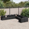 vidaXL Patio Sofa Set with Cushions Lounge Setting Outdoor Furniture Poly Rattan - Black - 2 of 4