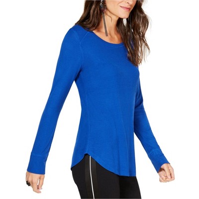 I.N.C International Concepts Womens Ribbed Basic T-Shirt, Blue, X-Small