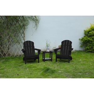 SKRAN Set of 3 Durable Garden Furniture Set, Weather-Resistant HDPE Patio Set with 1 Side Table & 2 Adirondack Chair for Deck ＆ Outdoor - 1 of 4