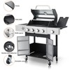 4 Burner Propane Gas BBQ Grill With Side Burner, 46790 BTU Output Gas Grill With Porcelain-Enameled Cast Iron Grates For Patio Camping - 4 of 4