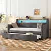 TopComfy Beds Twin Size Daybed with Trundle Bed Upholstered Design with Soft Padded Seating Bedroom Furniture for Bedroom, Gray, 79.5"*45.3"*37.4" - 2 of 4