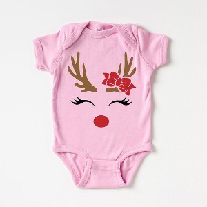 The Juniper Shop Reindeer Girl Baby Bodysuit - 6 Month - Pink - 1 of 2