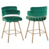 Modern Upholstered Swivel Bar Stools Set of 2, Counter Height Bar Stools with Metal Legs for Kitchen Island or Home Bar – The Pop Home - 2 of 4