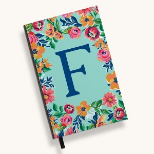 Personalization Mall Flowery Initial Journal, Blue Aqua - 1 of 4