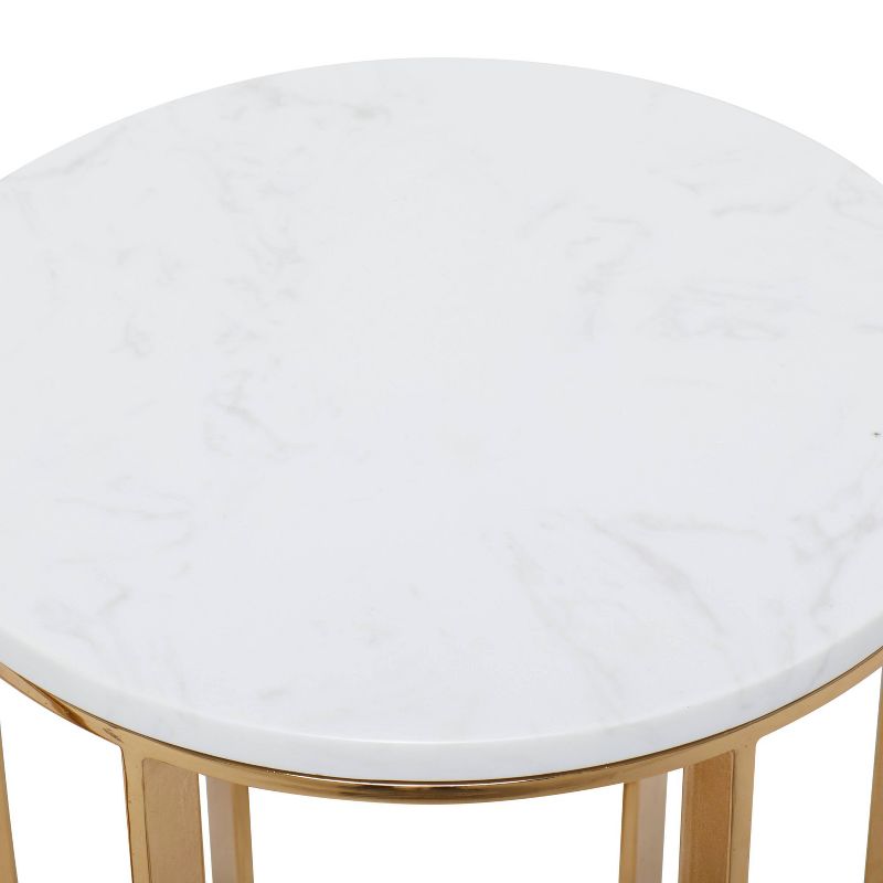 Set of 2 Gold Contemporary Metal and Marble Accent Tables - Olivia &#38; May, 5 of 13