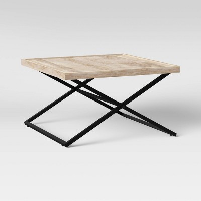 Jamesville Wood X Frame Wood Square Coffee Table Gray - Threshold™